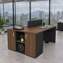 Ver imagem 1 de Conjunto Mesa Componível 2 Lugares 120x60cm + Armário Baixo Credenza para Escritório Corporativo