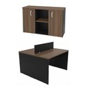 Ver imagem 3 de Conjunto Mesa Componível 2 Lugares 120x60cm + Armário Baixo Credenza para Escritório Corporativo