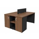 Ver imagem 2 de Conjunto Mesa Componível 2 Lugares 120x60cm + Armário Baixo Credenza para Escritório Corporativo