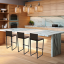 Ver imagem 6 de Kit 3 Bancos Quadrado Junco Argila para Bancada Alta Cozinha Área Gourmet Bistrô Piscina Bar