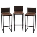 Ver imagem 1 de Kit 3 Bancos Quadrado Junco Argila para Bancada Alta Cozinha Área Gourmet Bistrô Piscina Bar