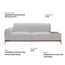Ver imagem 3 de Sofá Molino 3 Lugares 210cm C/mesa Auxiliar Esquerdo Pés Ouro.f Bouclé Cinza Claro - Nexta Casa
