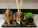 Ver imagem 1 de Kit Banheiro Lavabo Bronze Âmbar Gold Vaso Difusor Sabonete