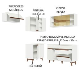Armário de Cozinha Completa de Canto 332cm Branco Reims Madesa 03 - 5