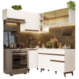 Armário de Cozinha Completa de Canto 332cm Branco Reims Madesa 03 - 3