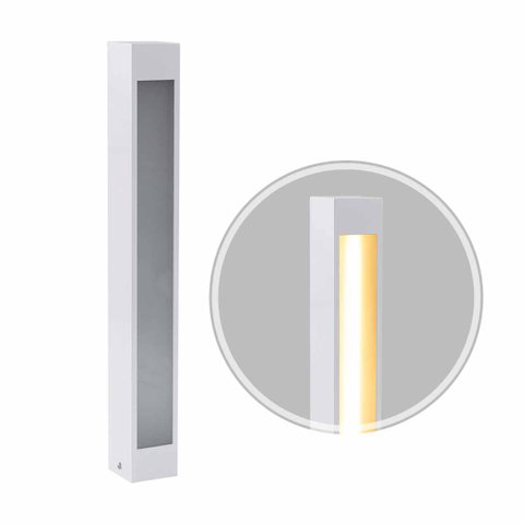 Poste Balizador de Jardim Externo Branco + Led T8 60cm Luz Quente St2946
