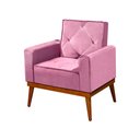 Ver imagem 3 de Kit 6 Poltronas Decorativa Florença Pés em Madeira Maciça Estofado Veludo - Rosa