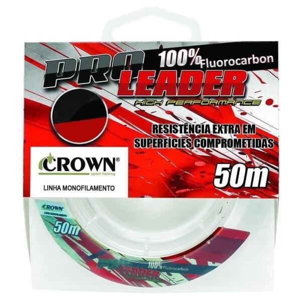 Linha Monofilamento Fluorcarbon Pro Leader 50mts - Crown 0,47mm