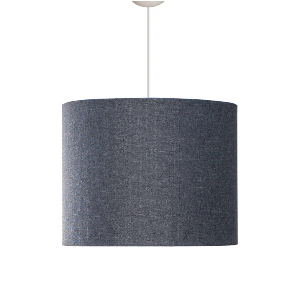 Lustre Pendentre de Linho Iluminação Sala Quarto Luxo:cinza Chumbo/fio Branco