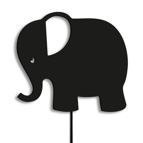 Luminária Abajur Parede Elefante Madeira G9 30cm Decoração:Preto