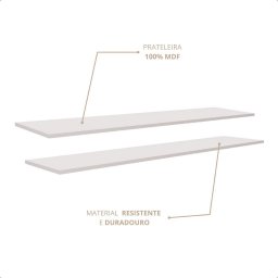 Rack Suspenso 2 Prateleiras + 2 Nichos Quadrado 30x30 100% Mdf Branco para Sala Quarto - 3