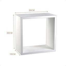 Rack Suspenso 2 Prateleiras + 2 Nichos Quadrado 30x30 100% Mdf Branco para Sala Quarto - 4
