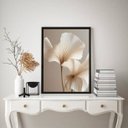Ver imagem 2 de Quadro Decorativo Flores Sofisticadas Branco e Bege 24x18cm:moldura Preta