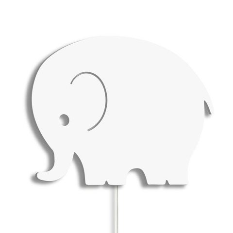 Luminária Abajur Parede Elefante Madeira G9 30cm Decoração:Branco