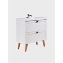 Ver imagem 2 de Gabinete para Banheiro com Cuba e Armario 80cm Retro Mdf Branco Milano - On Móveis