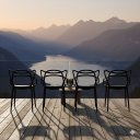 Ver imagem 2 de Kit 4 Cadeiras Allegra Preta Empilhável para Sala de Jantar , Cozinha e Varanda