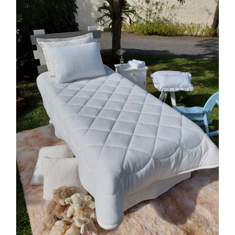 Cobre Leito Solteiro com Fronha em Manta Microfibra Zono Enxovais Pérola