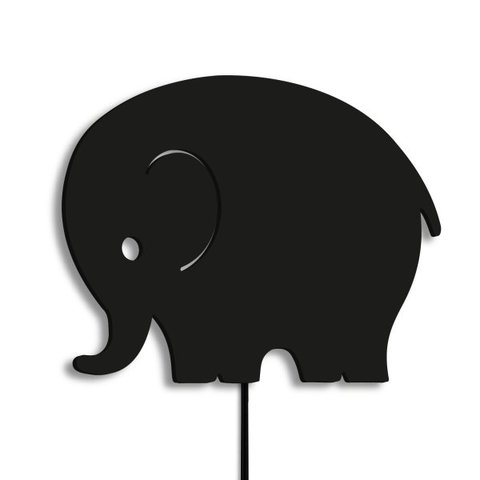 Luminária Abajur Parede Elefante Madeira G9 30cm Decoração:Preto