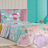 Kit Colcha Solteiro Infantil Fantasy + Tapete Menina Jardim - Rosa - 1