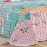 Kit Colcha Solteiro Infantil Fantasy + Tapete Menina Jardim - Rosa - 3