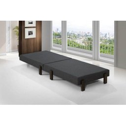 Cama Dobrável Portátil Solteiro com Colchão - LV MOVEIS:Cinza - 2