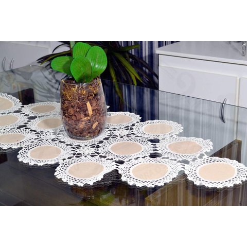 Caminho de Crochê Linha Cléa 0,90m - Palha Arte & Tear caminho de mesa