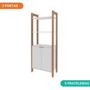 Ver imagem 4 de Armário Estante Multiuso 2 Portas 5 Prateleiras Az1009 Tecnomobili Amêndoa/branco