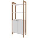 Ver imagem 2 de Armário Estante Multiuso 2 Portas 5 Prateleiras Az1009 Tecnomobili Amêndoa/branco