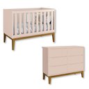 Ver imagem 1 de Quarto de Bebê Berço + Cômoda 6 Gvts Classic Pés em Madeira:rosa
