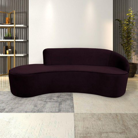 Sofá Decorativo 3 Lugares 210cm Abby Encosto Direito Curvo Veludo Uva G15 - Gran Belo