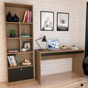 Ver imagem 4 de Mesa Escrivaninha e Estante para Escritorio B30 Mel Preto Novam