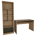 Ver imagem 1 de Mesa Escrivaninha e Estante para Escritorio B30 Mel Preto Novam