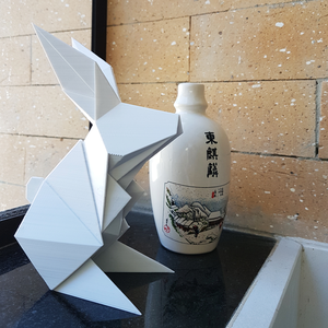 Escultura de Coelho, tipo origami - Branco