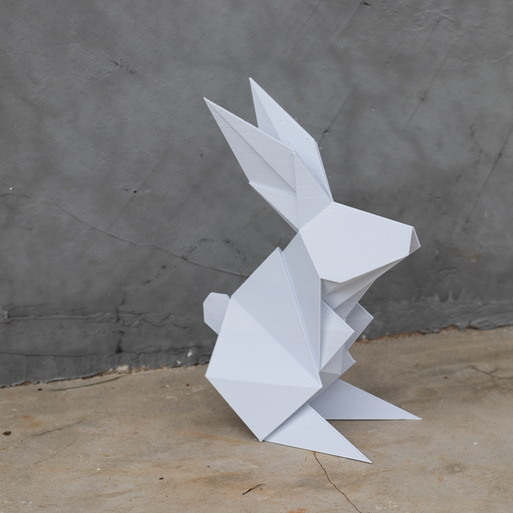 Escultura de Coelho, tipo origami - Branco - 2