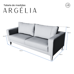 Sofá de Living Argélia Acquablock Pé Trapézio 170cm - Cinza - 4