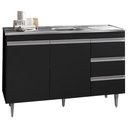 Ver imagem 2 de Balcão Com Pia Inox 120cm 2 Portas 3 Gavetas Preto Total