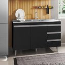 Ver imagem 1 de Balcão Com Pia Inox 120cm 2 Portas 3 Gavetas Preto Total