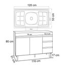 Ver imagem 3 de Balcão Com Pia Inox 120cm 2 Portas 3 Gavetas Preto Total