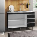 Ver imagem 4 de Balcão Com Pia Inox 120cm 2 Portas 3 Gavetas Preto Total