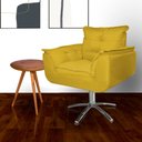 Ver imagem 3 de Kit 2 Poltronas Decorativa Clínica com Base Giratória de Metal Opala Suede Mostarda - Dl Decor