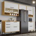 Ver imagem 1 de Armário de Cozinha Modulada com Balcão e Tampo 8 Portas 4 Gavetas Ágata 100% Mdf Vidro Reflecta Amên