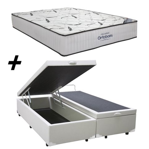 Cama Box Baú King + Colchão Ortobom Highfoam Espuma HR 45 High Resilience 68x193x203