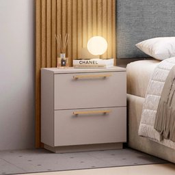 Mesa de Cabeceira 2 Gavetas 50cm Kit 2 Dubai Alasca - Vila Rica - 5