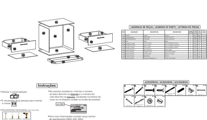 Mesa de Cabeceira 2 Gavetas Dubai Frendi Móveis Vila Rica - 5