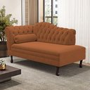 Ver imagem 5 de Divã Recamier Chaise Longue Lavínia 150cm Capitonê Pés de Madeira Veludo Terracota - Desk Design