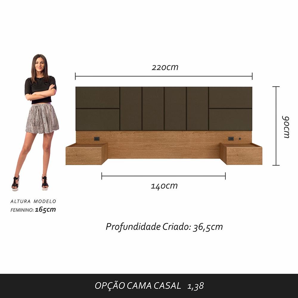 Cabeceira Suspensa Cama Casal com Led Malibu - M. Arapongas - 4