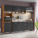 Ver imagem 1 de Cozinha Compacta Aurora com Balcão 120cm sem Tampo e Balcão 70cm Cinamomo Grafite Aramóveis