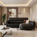 Ver imagem 1 de Sofá com Chaise 2 Lugares 165cm Flames Courino Preto - Sallar Home
