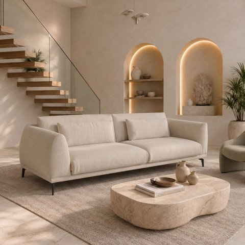 Sofá Living 4 Lugares com Almofadas 250cm Siena