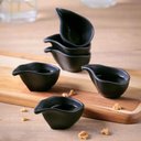 Ver imagem 3 de Kit 24 Molheiras 8x6cm Preto 40ml Cerâmica Porto Brasil Buffet Restaurante Oval Orgânico